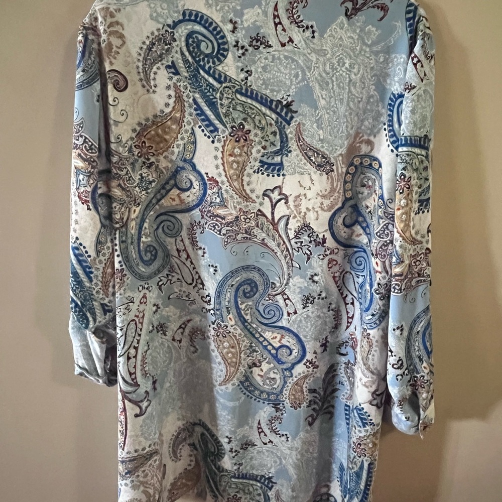 Chico's Blue and Cream Paisley Blouse